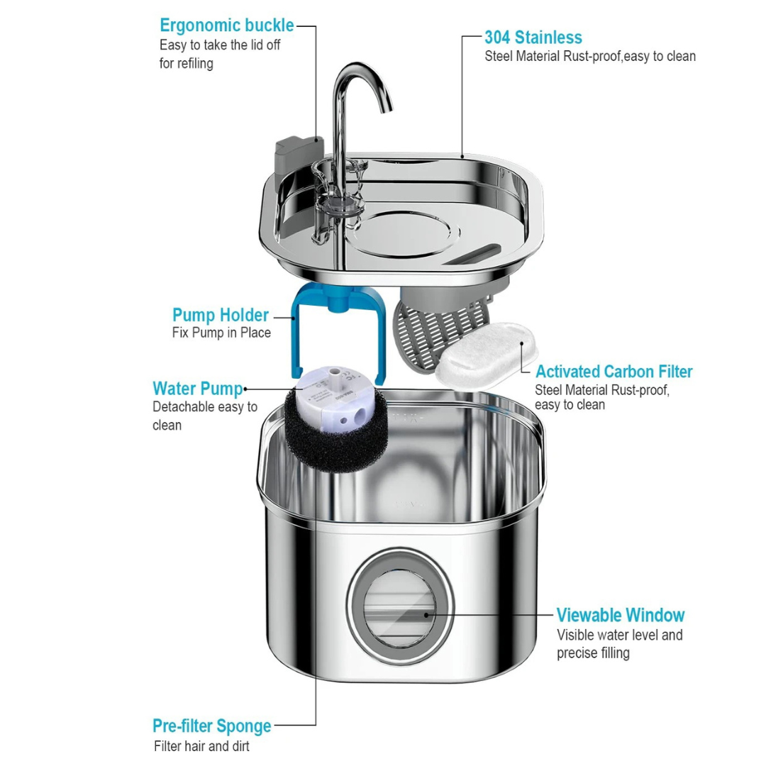 AquaPup Stainless Steel Water Fountain